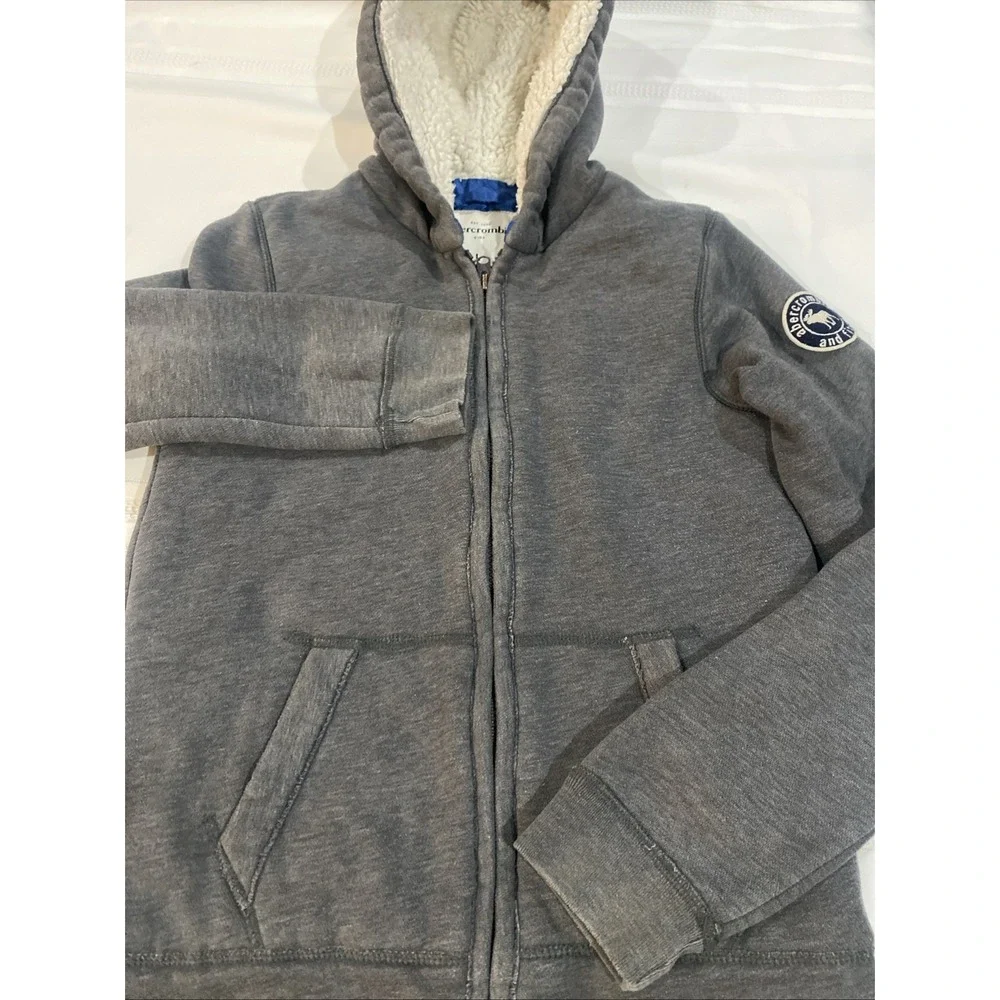 Abercrombie‎ Fitch Kids Size Large Zipper Front Hooded Jacket Gray
